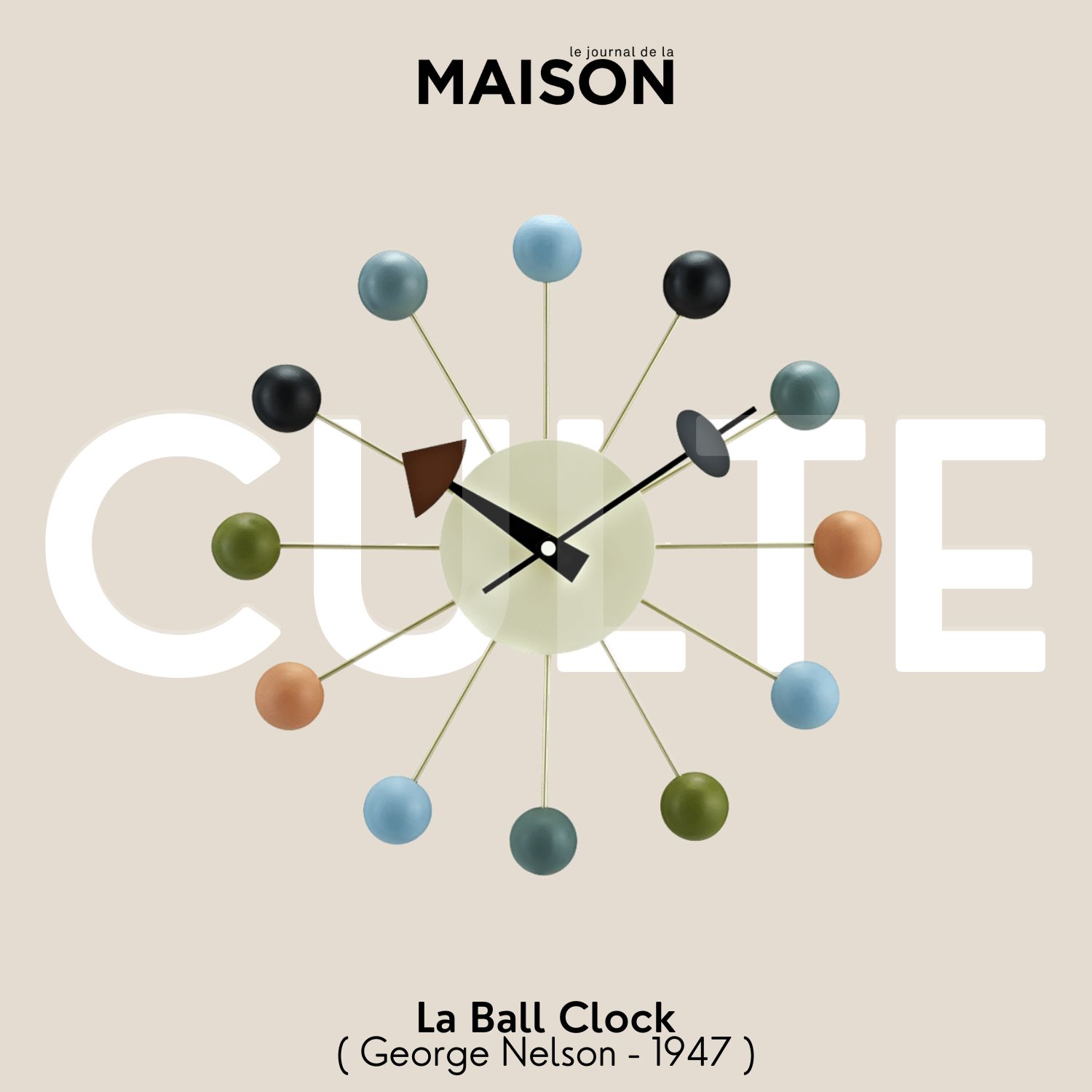 La "Ball Clock" par George Nelson (1947) : L'horloge qui redéfinit le temps, La "Ball Clock" par George Nelson (1947) : L'horloge qui redéfinit le temps,
